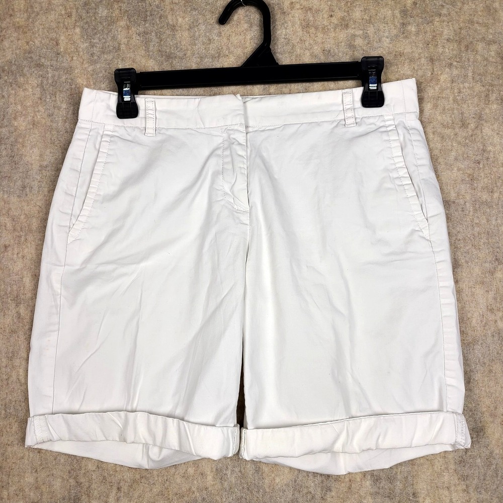 J Crew Womens White Roll Hem Chino Shorts Size 0 Mid Rise 7" inseam #48774